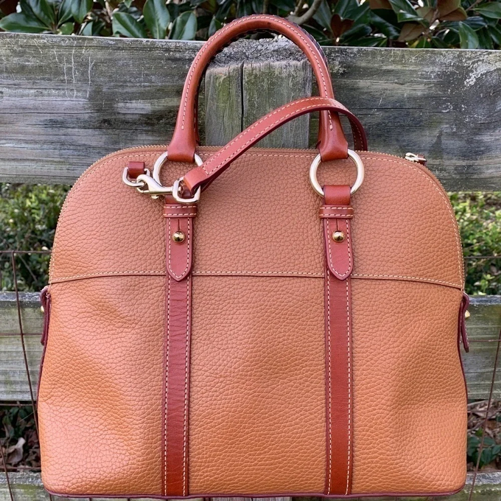 Dooney & Bourke Brown Leather Aubrey Zip Dome Bag